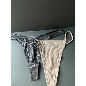 Skims Thong Underwear Womens Size 4x Black/Umber Stretch Lingerie (2) New